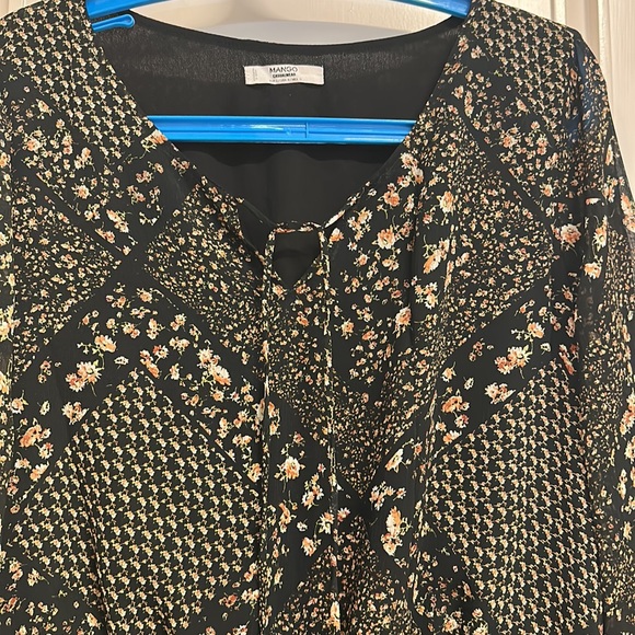 Mango dress in Georgette with lining & elasticated waist with a cute neck! UK L - Picture 8 of 10